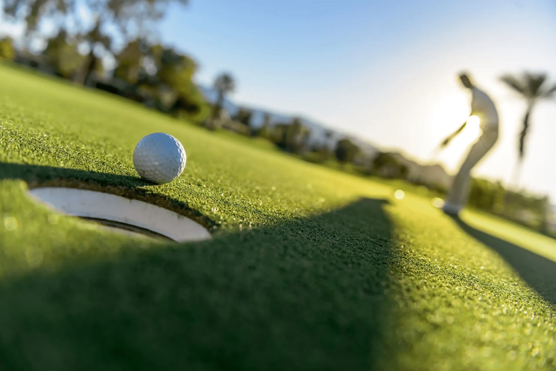 golfer with ball near hole